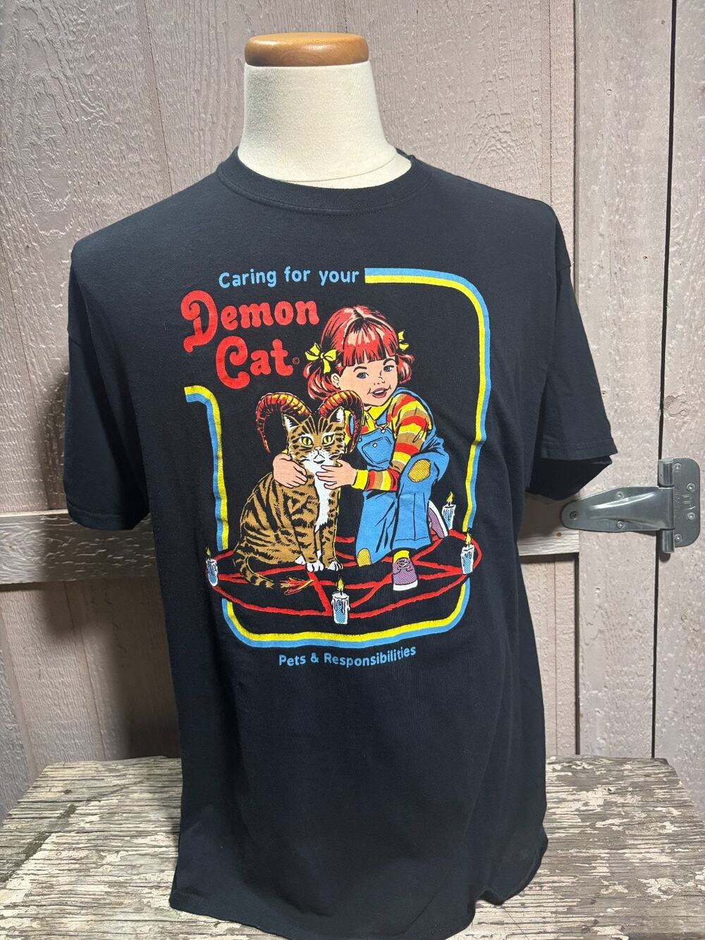 Steve Rhodes Demon Cat Black T-Shirt Size X-Large XL Vintage Horror Halloween